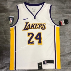 Los Angeles Lakers V Collar White #24 NBA Retro Jersey