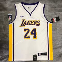 Los Angeles Lakers V Collar White #24 NBA Retro Jersey