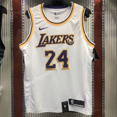 Los Angeles Lakers Round Collar White #24 NBA Retro Jersey