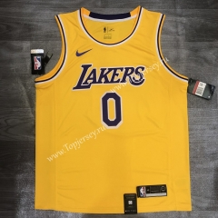 Los Angeles Lakers Round Collar Yellow #0 NBA Retro Jersey