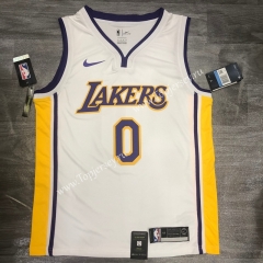 Los Angeles Lakers V Collar White #0 NBA Retro Jersey