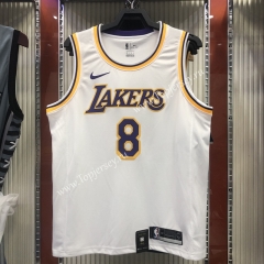 Los Angeles Lakers Round Collar White #8 NBA Retro Jersey