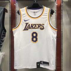 Los Angeles Lakers Round Collar White #8 NBA Retro Jersey