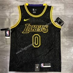 Mamba Snake Pattern Los Angeles Lakers Round Collar Black ( #0 YONG) NBA Jersey