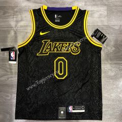 Mamba Snake Pattern Los Angeles Lakers Round Collar Black ( #0 YONG) NBA Jersey