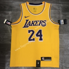 Los Angeles Lakers Round Collar Yellow #24 NBA Retro Jersey