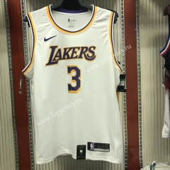 Los Angeles Lakers Round Collar White #3 NBA Retro Jersey