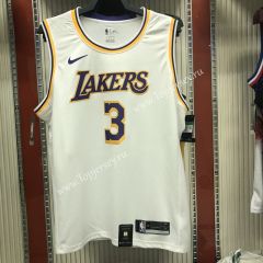 Los Angeles Lakers Round Collar White #3 NBA Retro Jersey