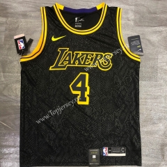Mamba Snake Pattern Los Angeles Lakers Round Collar Black #4 NBA Jersey