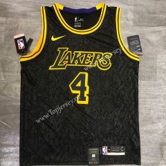 Mamba Snake Pattern Los Angeles Lakers Round Collar Black #4 NBA Jersey