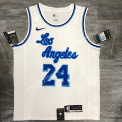 Latin Edition Los Angeles Lakers White #24 NBA Retro Jersey