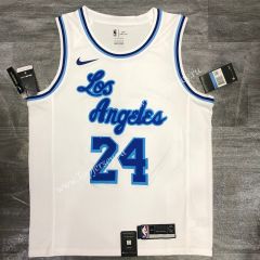 Latin Edition Los Angeles Lakers White #24 NBA Retro Jersey