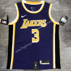 Los Angeles Lakers Round Collar Purple #3 NBA Retro Jersey