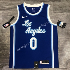 Latin Edition Los Angeles Lakers Blue #0 NBA Retro Jersey
