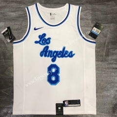 Latin Edition Los Angeles Lakers White #8 NBA Retro Jersey