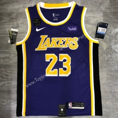 Los Angeles Lakers Round Collar Purple #23 NBA Retro Jersey