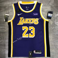 Los Angeles Lakers Round Collar Purple #23 NBA Retro Jersey