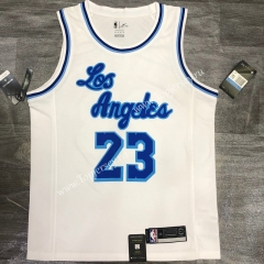 Latin Edition Los Angeles Lakers White #23 NBA Retro Jersey