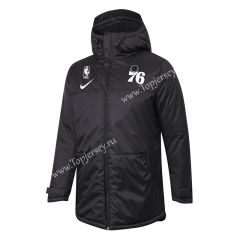 NBA Philadelphia 76ers Black Cotton Coat With Hat-815