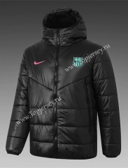 2020-2021 Barcelona Black Cotton Coat With Hat-815