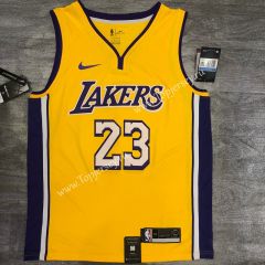 Retro Version Los Angeles Lakers V Collar Yellow #23 NBA Jersey