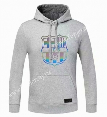 2020-2021 Barcelona Light Gray Thailand Soccer Tracksuit Top With Hat-CS