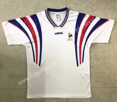 Retro Version 1996 European Cup France Away White Thailand Soccer Jersey AAA-HR