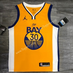 Jordan Theme 2020-2021 Golden State Warriors V Collar Yellow #30 NBA Jersey-311