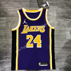 Jordan Theme 2020-2021 Los Angeles Lakers Round Collar Purple #24 NBA Jersey-311