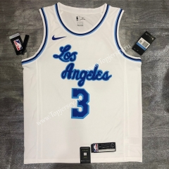 Latin Edition Los Angeles Lakers White #3 NBA Retro Jersey
