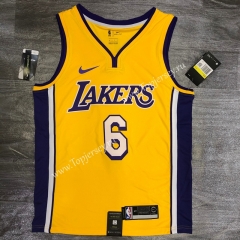 Los Angeles Lakers V Collar Yellow #6 NBA Retro Jersey-311