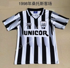 Retro Version 1998 Santos FC Away Black&White Strip Thailand Soccer Jersey AAA-AY