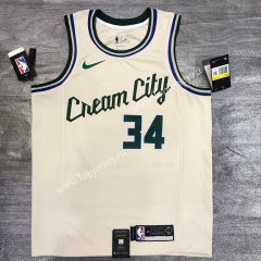 Milwaukee Bucks Beige #34 NBA Jersey-311