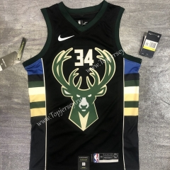 Milwaukee Bucks V Collar Black #34 NBA Jersey-311