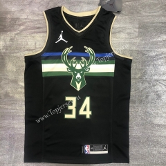 Jordan Theme 2020-2021 Milwaukee Bucks Black #34 NBA Jersey-311