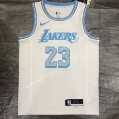 2021 Los Angeles Lakers Round Collar White #23 NBA Retro Jersey-311