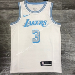 2021 Los Angeles Lakers Round Collar White #3 NBA Retro Jersey-311