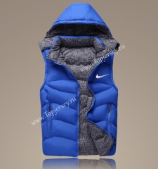 2021-2022 Blue Double-Sided Wear Hooded Jackets Cotton Vest