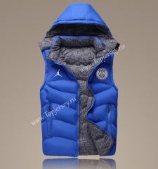 2021-2022 Paris SG Blue Double-Sided Wear Hooded Jackets Cotton Vest