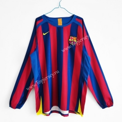 Retro Version 2005-2006 Barcelona Home Red&Blue LS Thailand Soccer Jersey AAA-C1046