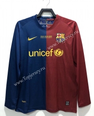UEFA Champions League Retro Version 08-09 Barcelona Home Red&Blue LS Thailand Soccer Jersey AAA-811