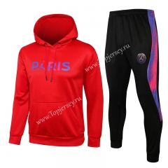 2021-2022 Jordan Paris SG Red Thailand Soccer Tracksuit With Hat-815