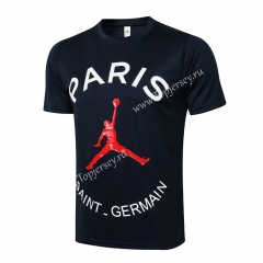 2021-2022 Jordan PSG Black Short-sleeved Thailand Soccer Tracksuit Top -815