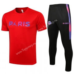 2021-2022 Jordan Paris SG Red Short-sleeved Thailand Soccer Tracksuit-815