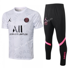 2021-2022 Jordan PSG White Short-sleeved Thailand Soccer Tracksuit -815