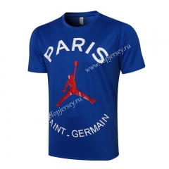 2021-2022 Jordan Paris SG Camouflage Blue Short-sleeved Thailand Soccer Tracksuit Top-815