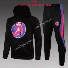 Big Logo 2021-2022 Jordan Paris SG Black Kids/Youth Soccer Tracksuit With Hat-815