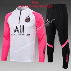 2021-2022 PSG White Kids/Youth Soccer Tracksuit -815