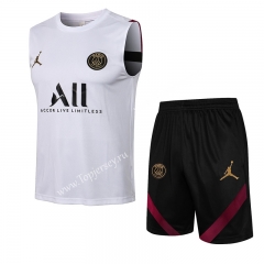 2021-2022 Jordan Paris SG White Thailand Soccer Vest Tracksuit -815