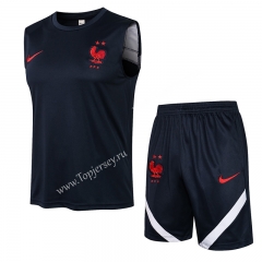 2021-2022 France Royal Blue Thailand Soccer Vest Tracksuit -815